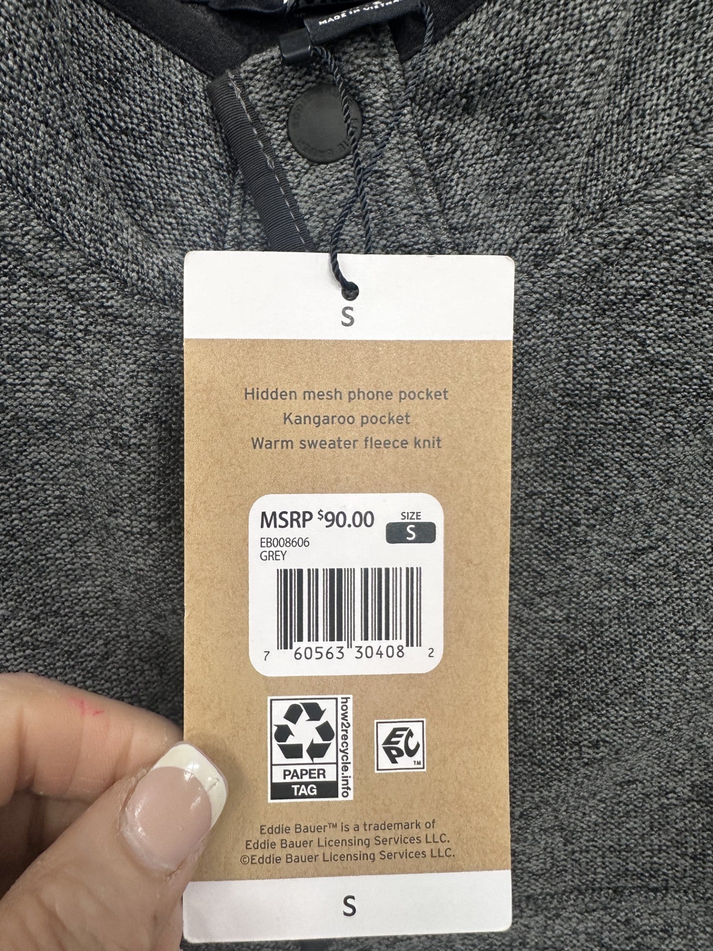 Eddie Bauer Sweater Fleece Quarter Zip Grey Size Small