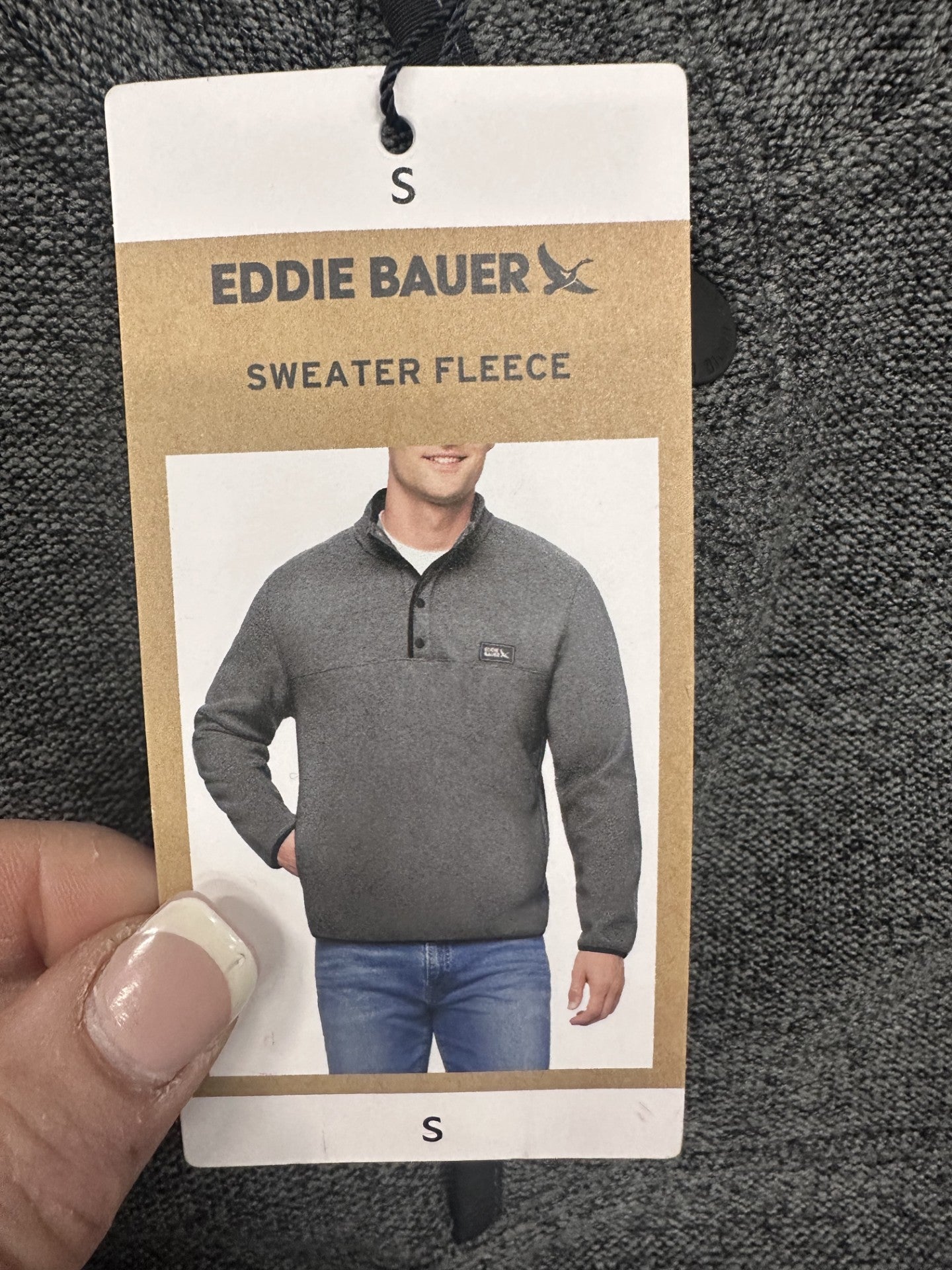 Eddie Bauer Sweater Fleece Quarter Zip Grey Size Small